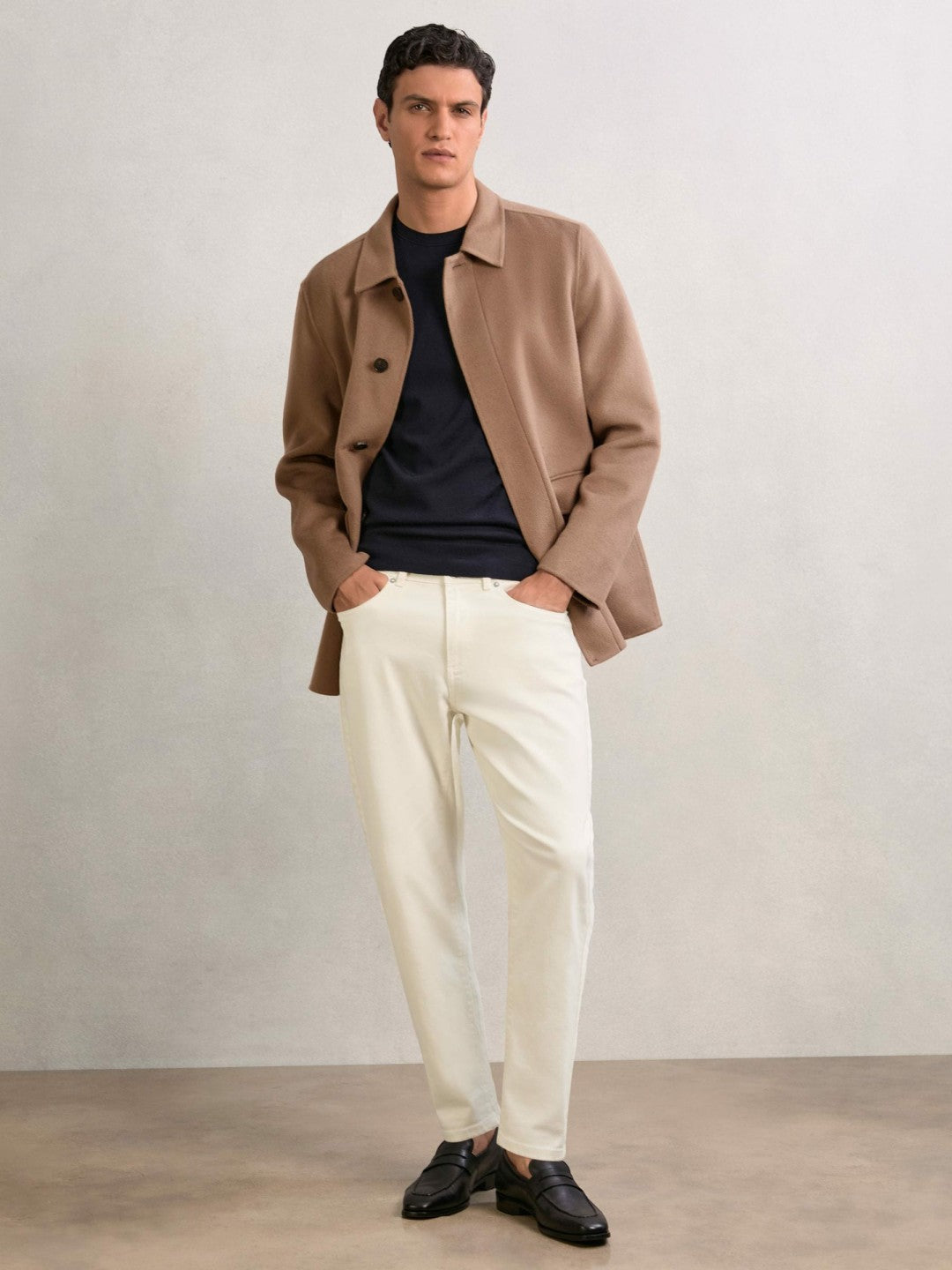 Relaxed-Fit Cropped Jeans in White | Reiss Men Trending