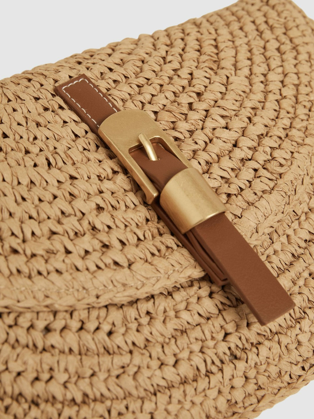 Raffia Half-Moon Clutch Bag in Natural | Reiss Women Signature