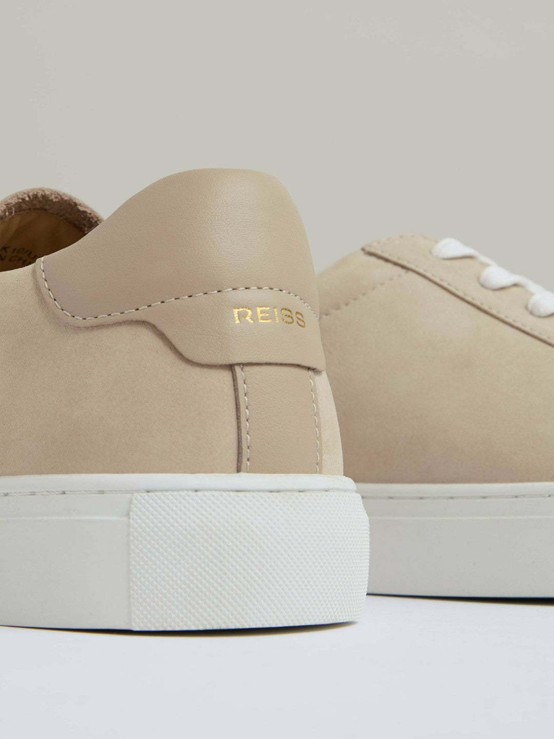 Nubuck Leather Low-Top Trainers in Ecru | Reiss Men Signature