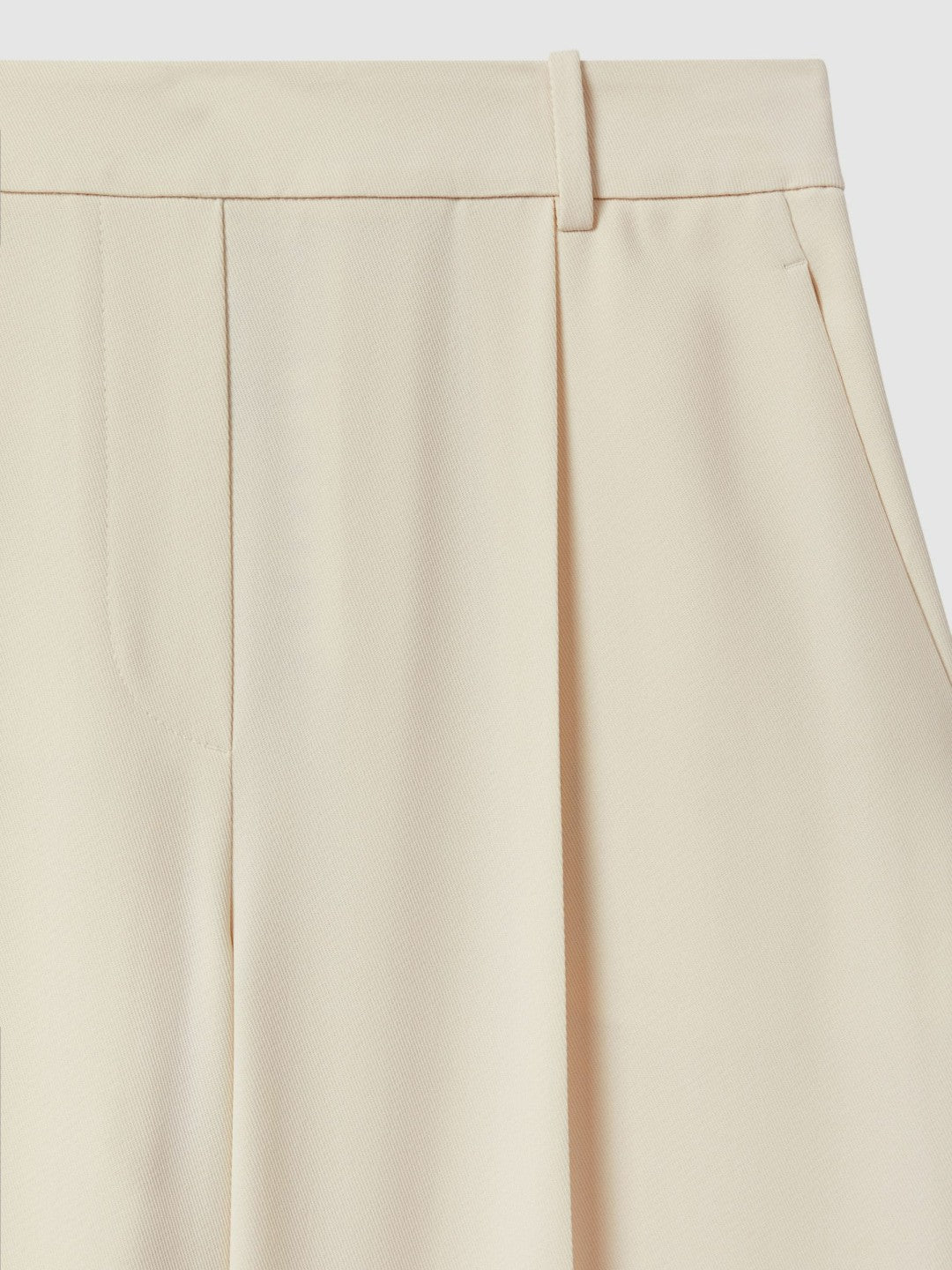 Petite Elasticated-Waist Wide-Leg Twill Trousers in Cream | Reiss Women New