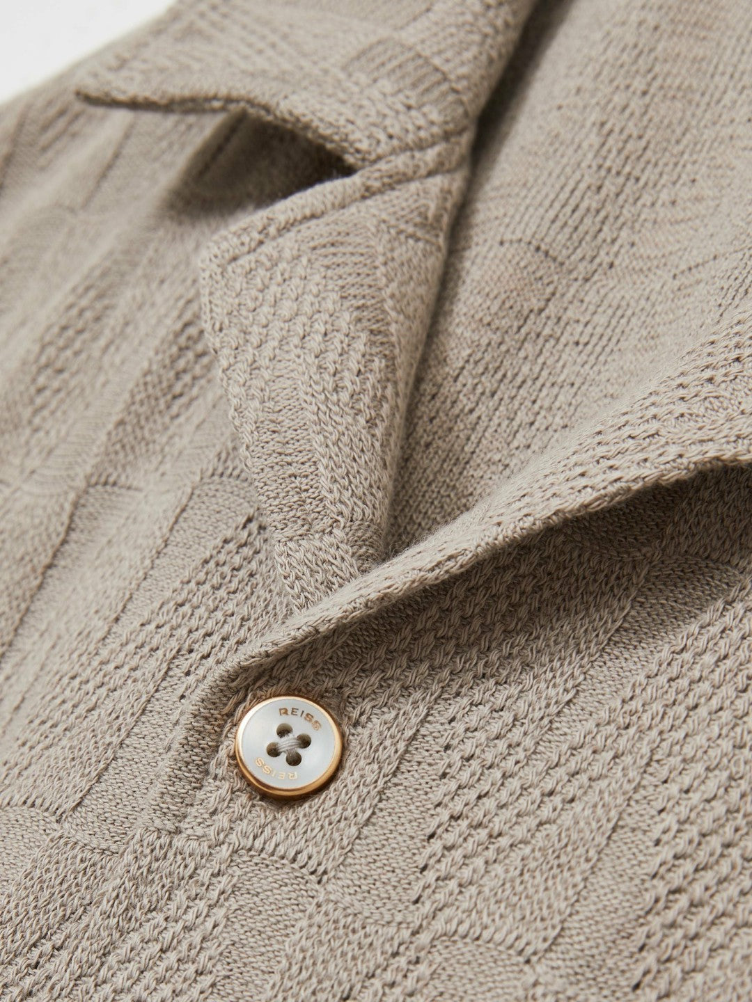 Cotton Textured Cuban-Collar Shirt in Mink Brown | Reiss Men Recommended
