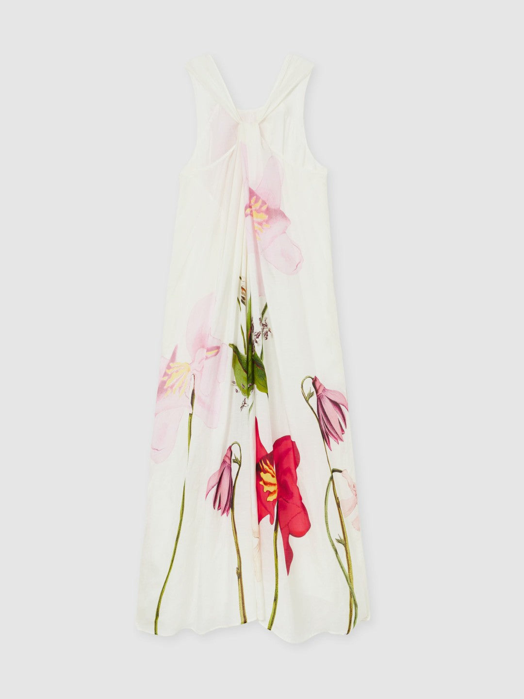 NYBG Floral Print Maxi Dress With Linen in Ivory | Reiss Women Trending