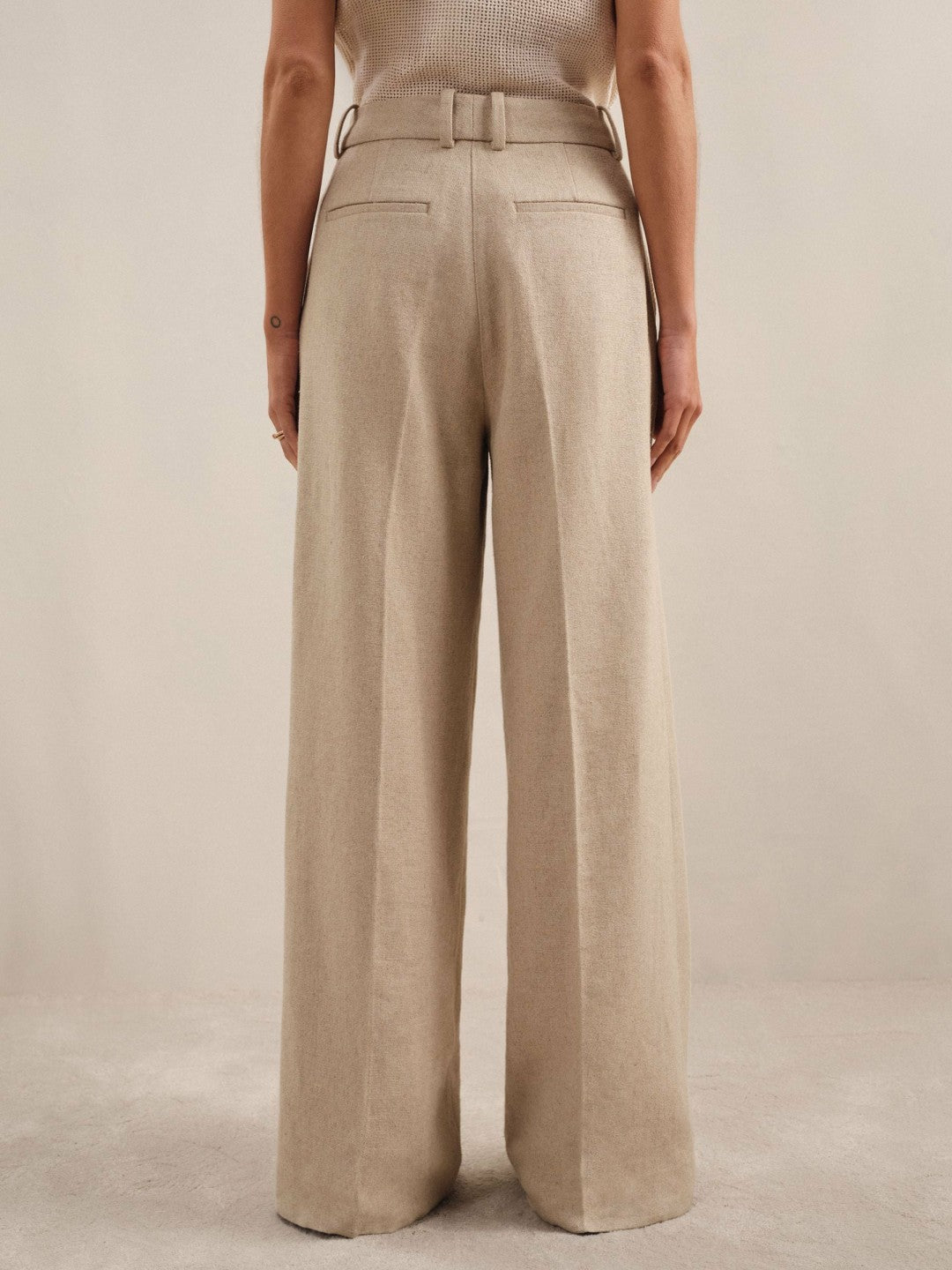 Linen-Blend Wide-Leg Trousers in Neutral | Reiss Women Recommended