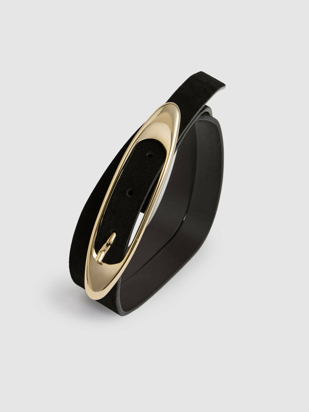 Leather Oval-Buckle Belt in Black | Reiss Women Popular