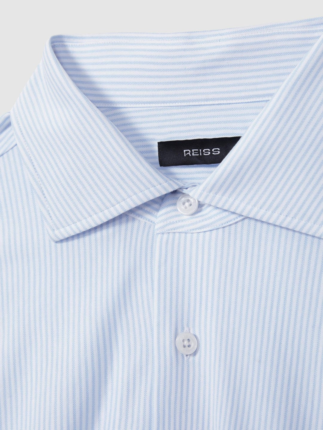 Cotton-Blend Cutaway-Collar Striped Shirt in Blue Stripe | Reiss Men Trending