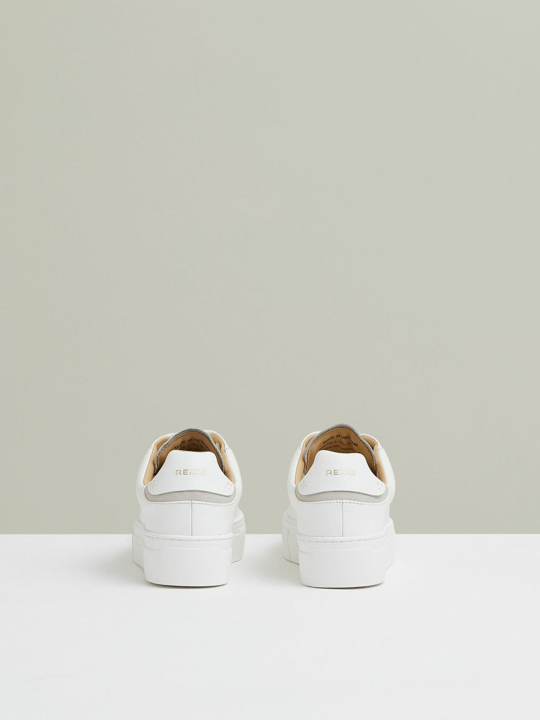 Leather Low-Top Trainers in White | Reiss Women Best Seller