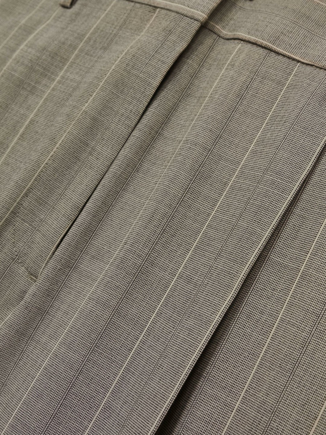 Wool-Blend Wide-Leg Pinstripe Trousers in Grey | Reiss Women New