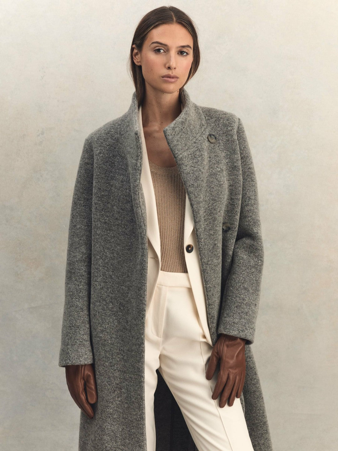 Leather Gloves in Tan | Reiss Women New