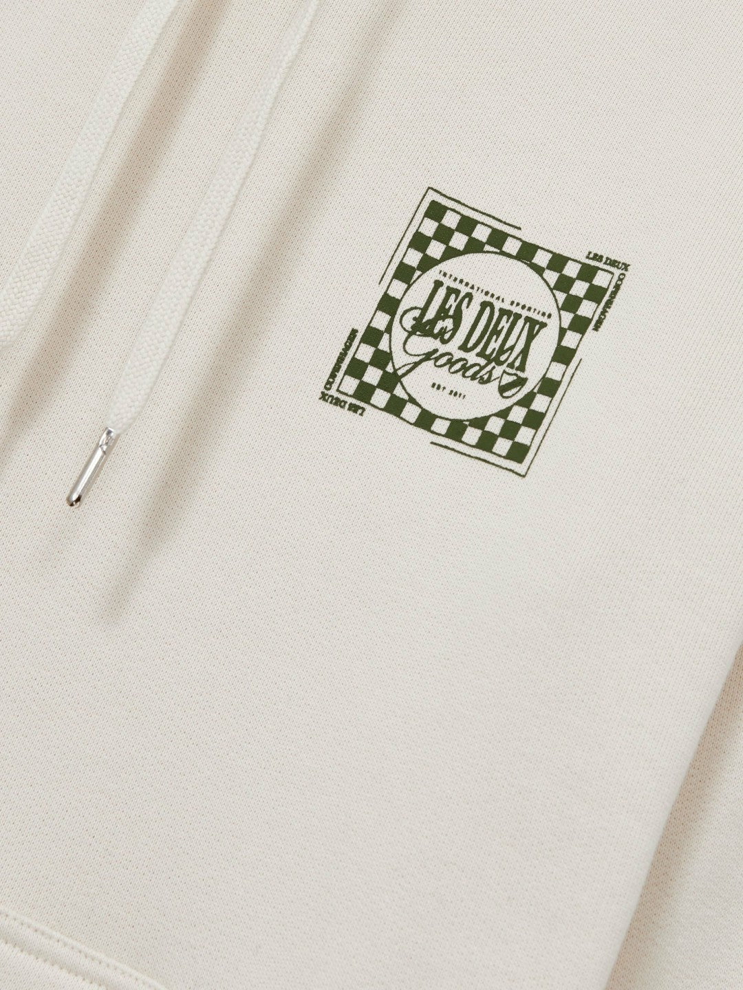 Les Deux 100% Cotton Goods Print Hoodie in Ivory/Green | Reiss Men Exclusive
