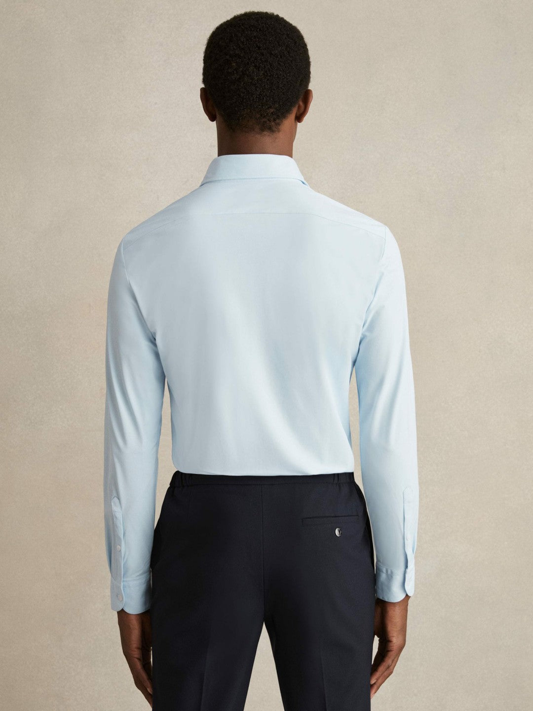 Long-Sleeve Travel Shirt in Soft Blue | Reiss Men Popular