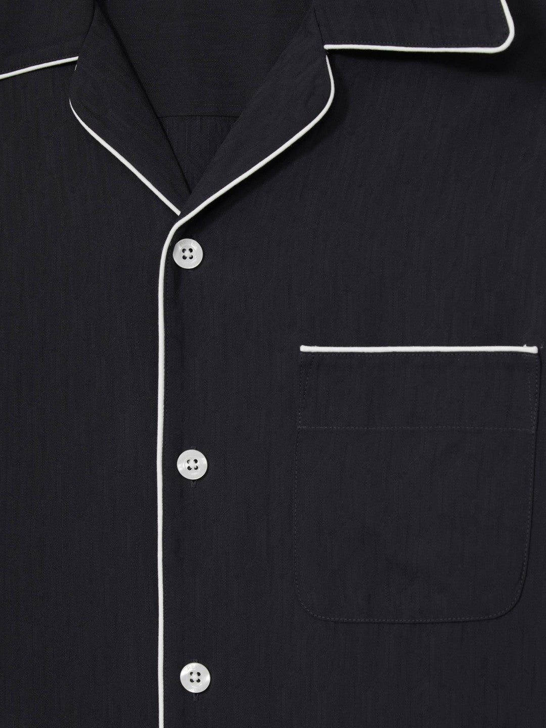 Cuban Collar Shirt with Piping Detail Shirt in Navy | Reiss Men Best Seller