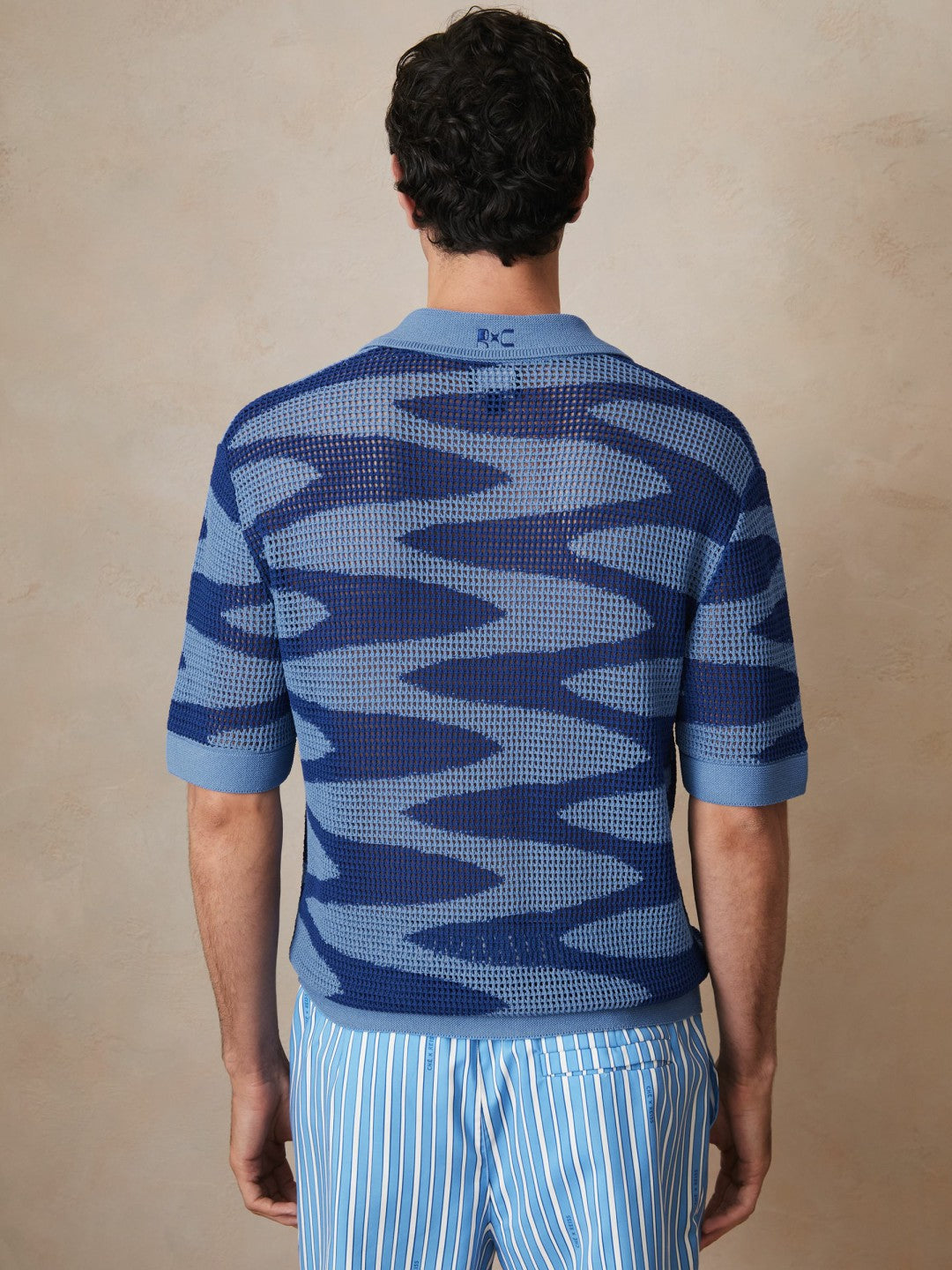 | Ché Wave Crochet Shirt in Blue | Reiss Men Recommended