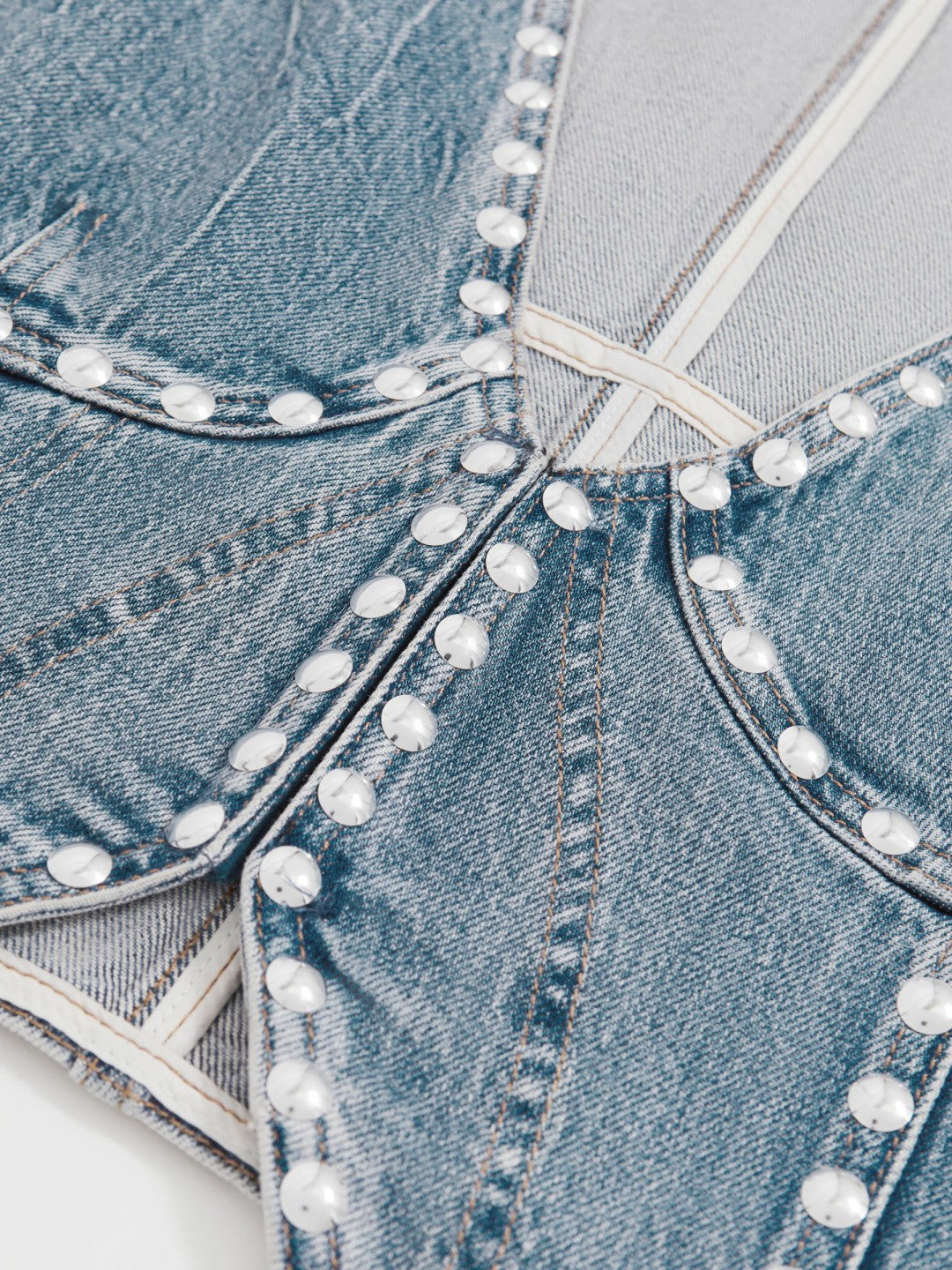 Studded Denim Vest in Indigo Blue | Reiss Women Signature