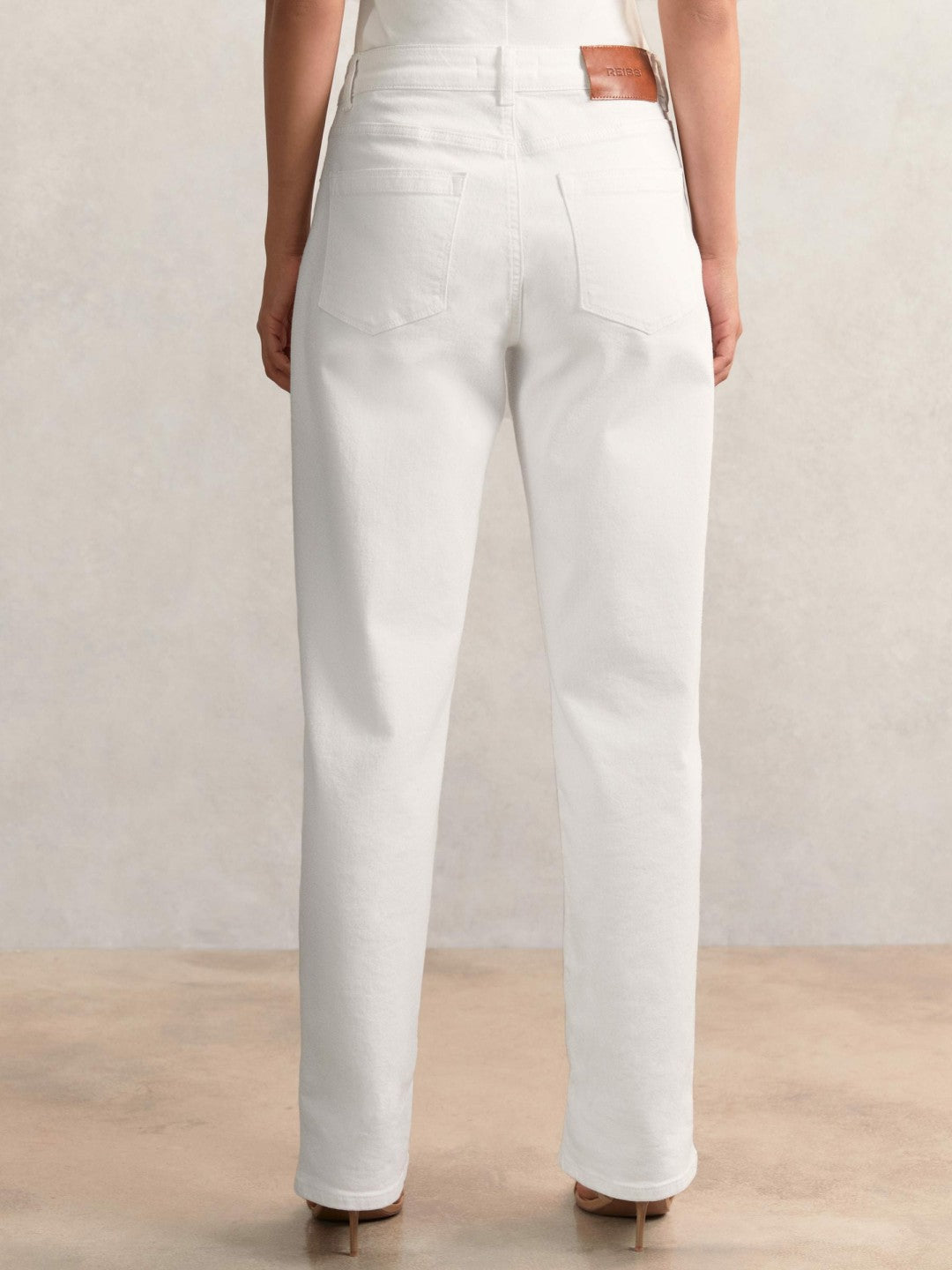Petite Straight Leg Turn Up Jeans in White | Reiss Women Best Seller