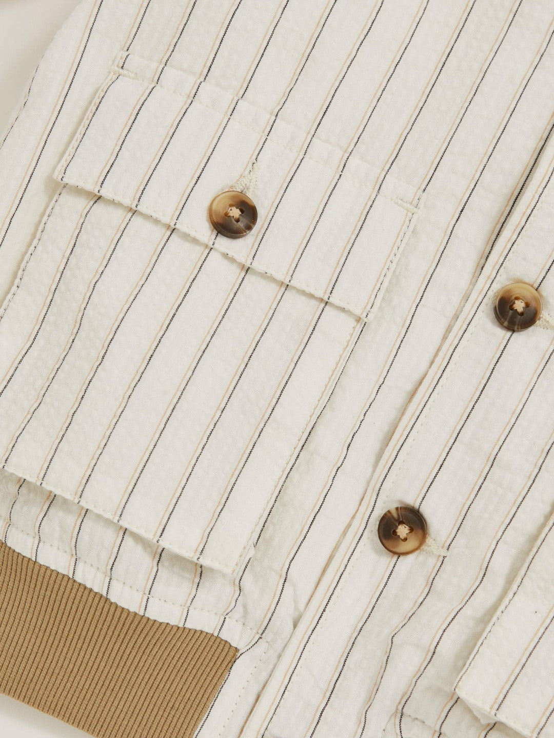 3-9 yrs Cotton Pinstripe Harrington Jacket in Off White/Taupe Brown | Reiss Children & Baby Trending