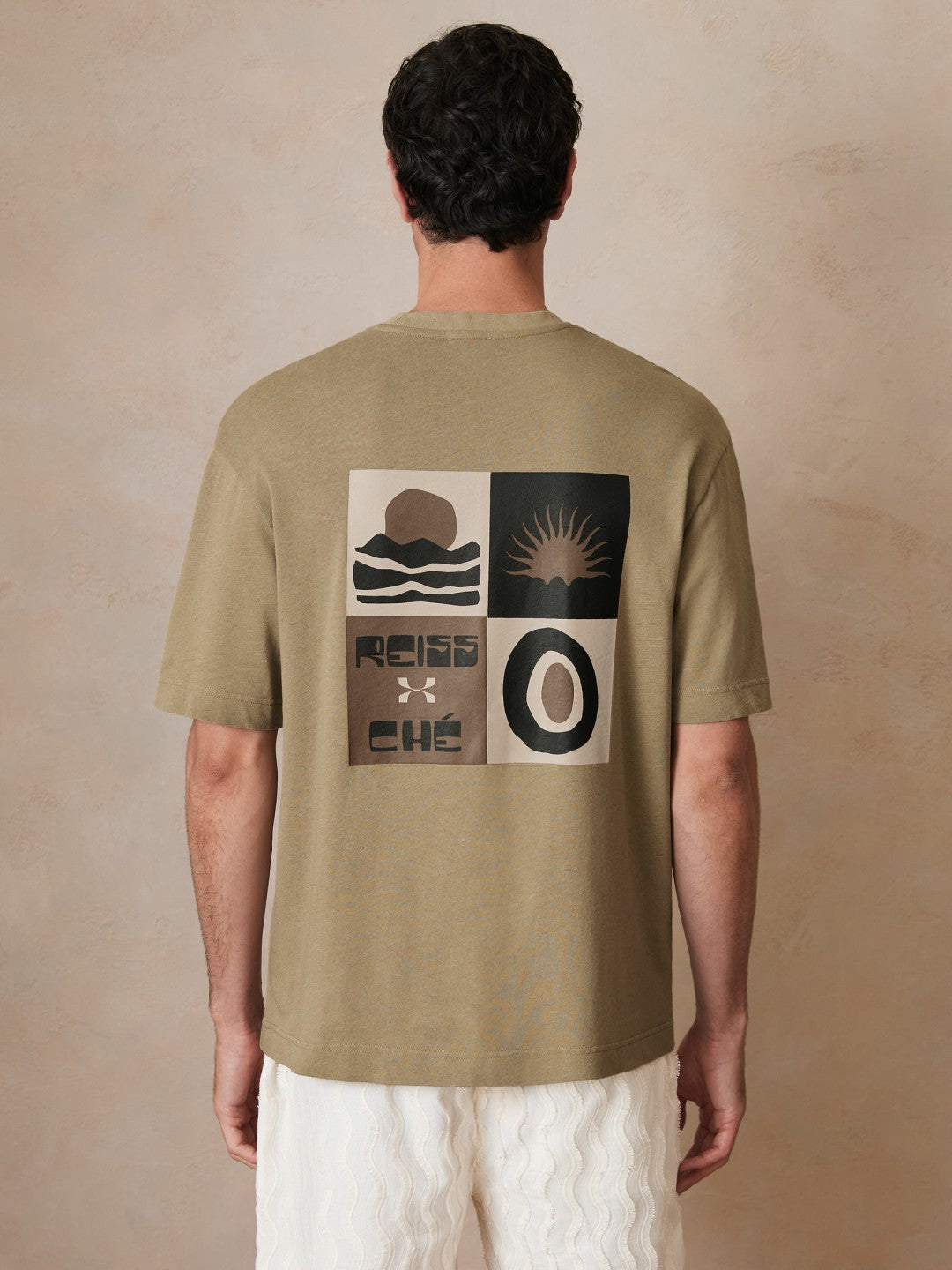 | Ché Cotton-Linen Sunset T-Shirt in Sage Green | Reiss Men Recommended