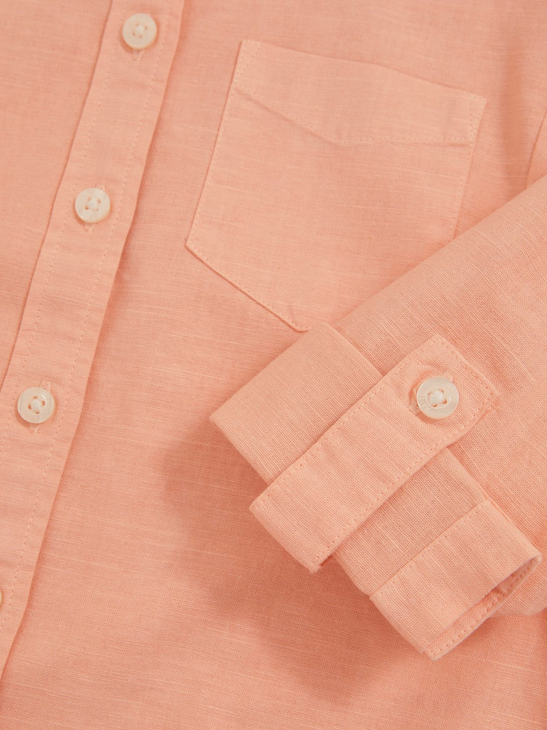 9-13 yrs Linen Roll-Cuff Shirt in Peach | Reiss Children & Baby Exclusive