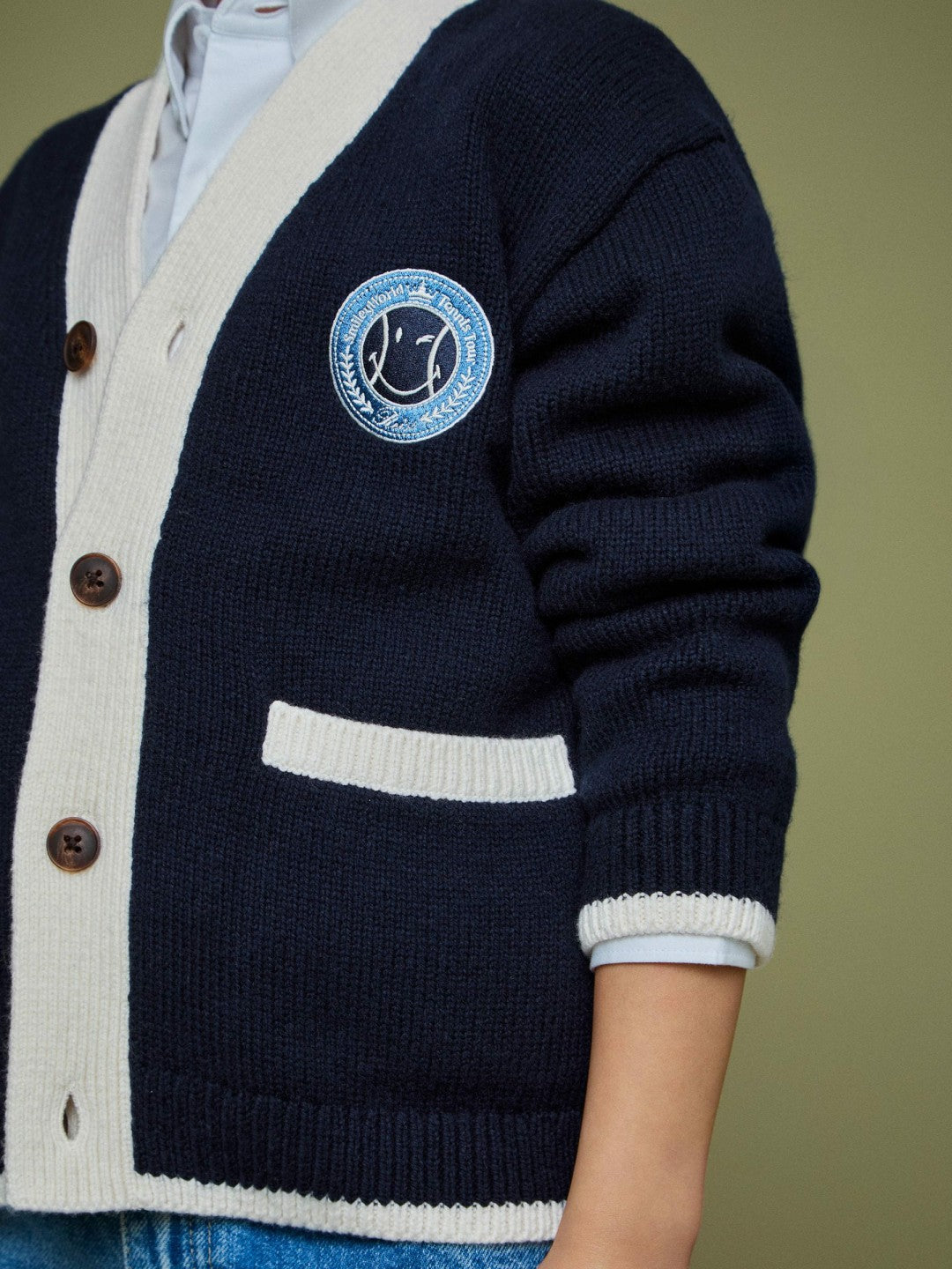3-9 yrs SmileyWorld Logo Cardigan Unisex Fit in Off White | Reiss Children & Baby Exclusive