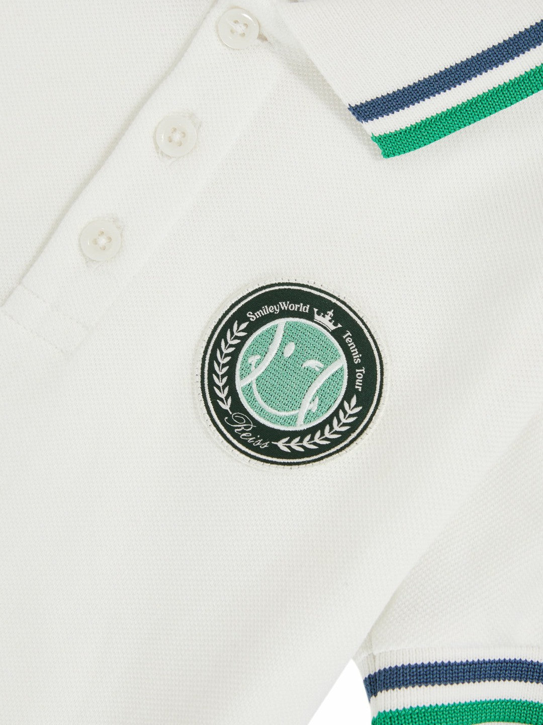 9-13 yrs SmileyWorld Piqué Polo Shirt in White | Reiss Children & Baby Exclusive