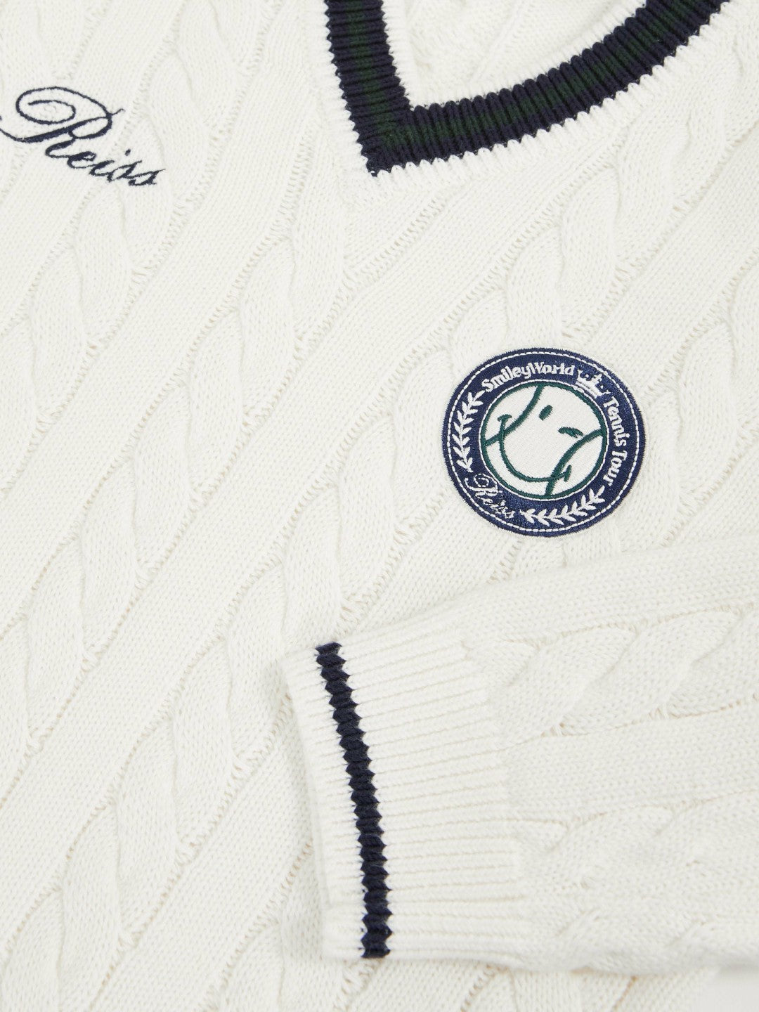 3-9 yrs SmileyWorld Cable-Knit Jumper Unisex Fit in Off White | Reiss Children & Baby New