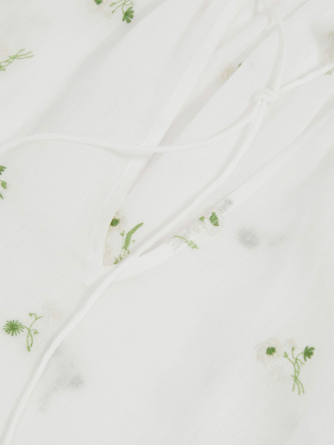 Floral-Embroidered Tie-Neck Blouse Ramie-Lyocell in Ivory | Reiss Women Featured