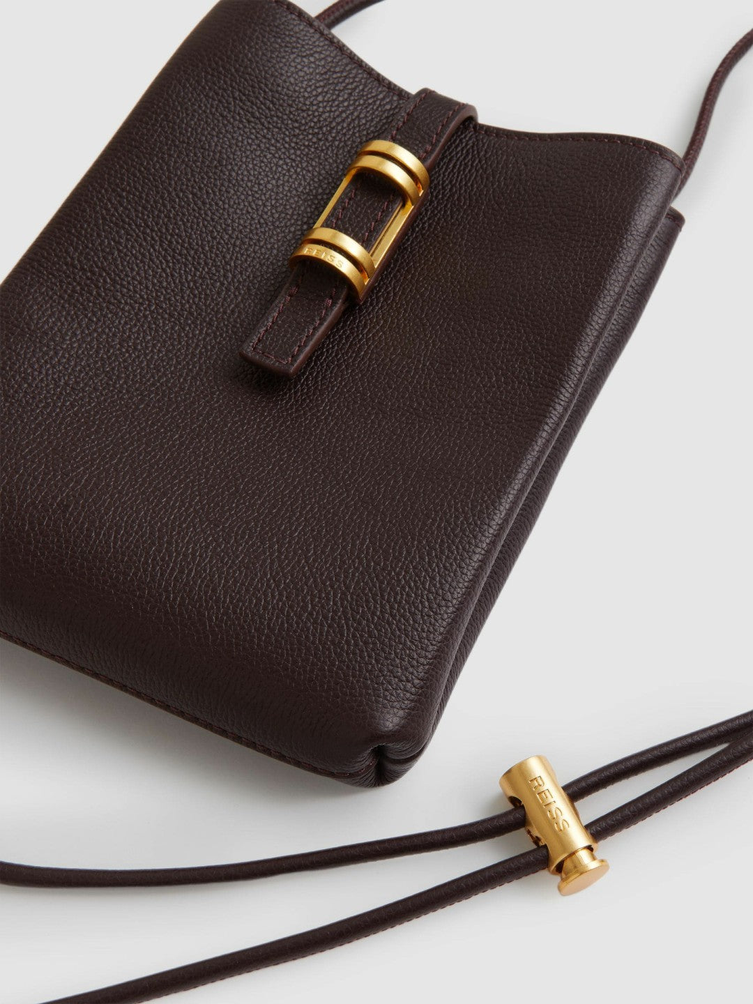 Leather Phone Holder in Oxblood | Reiss Women Best Seller