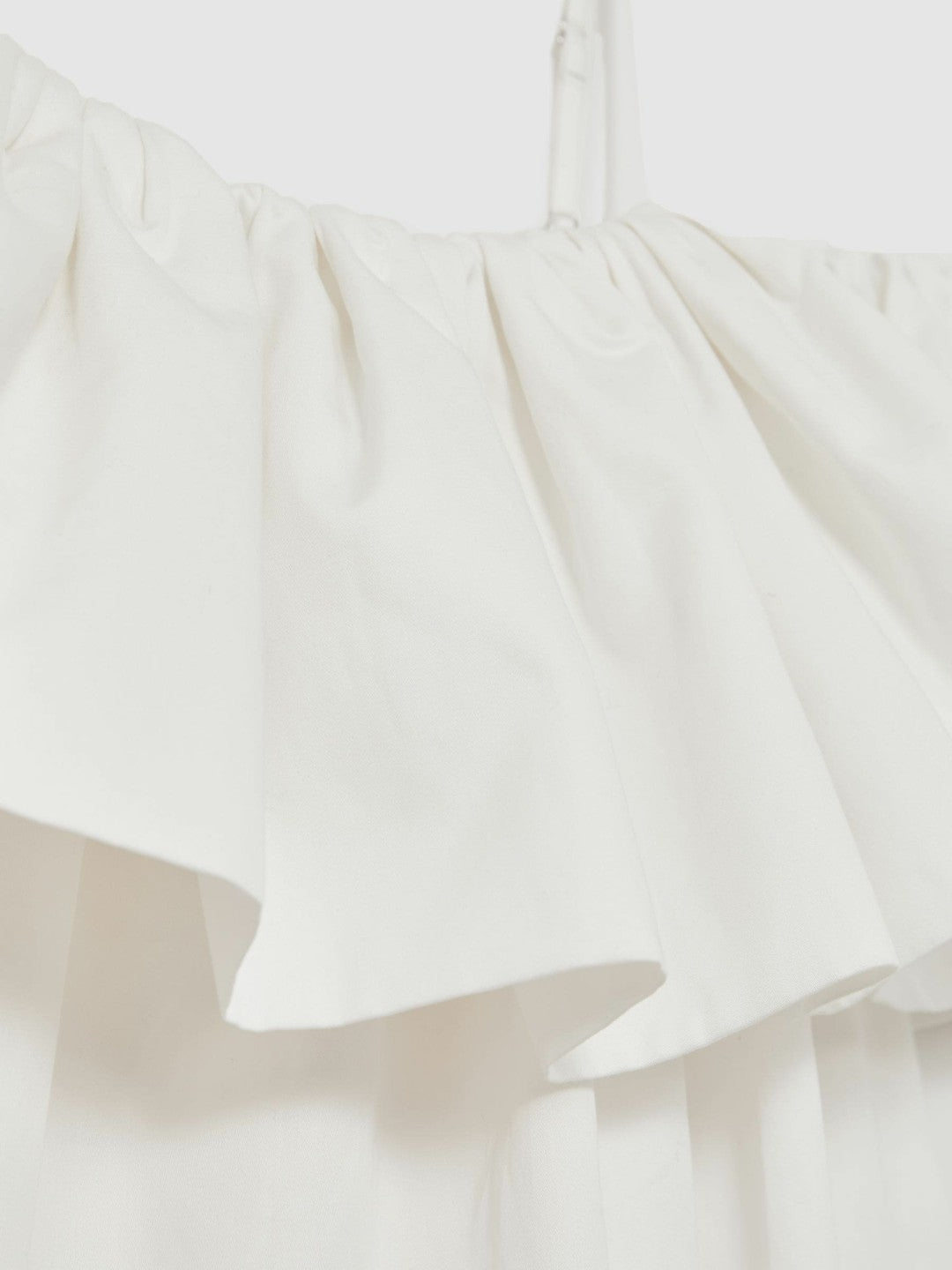 Cotton Off Shoulder Mini Dress in Ivory Cream | Reiss Women Premium