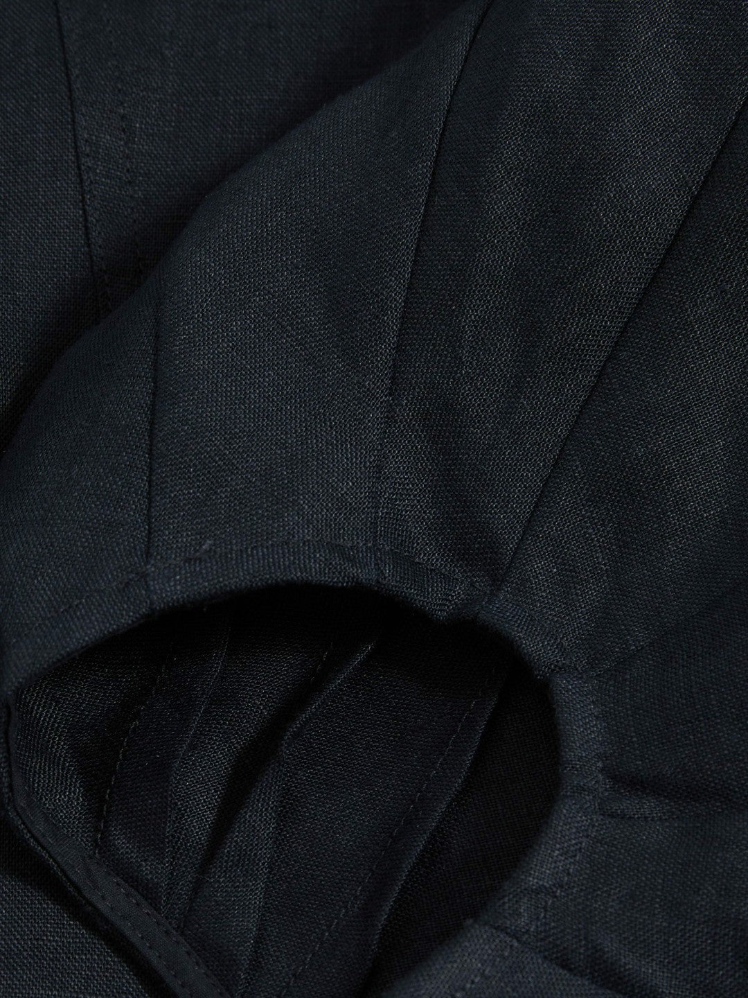 Linen Balloon-Sleeve Top in Navy | Reiss Women Exclusive