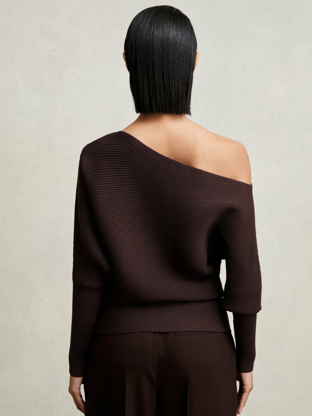 Asymmetric Draped Knitted Jumper in Plum | Reiss Women Best Seller