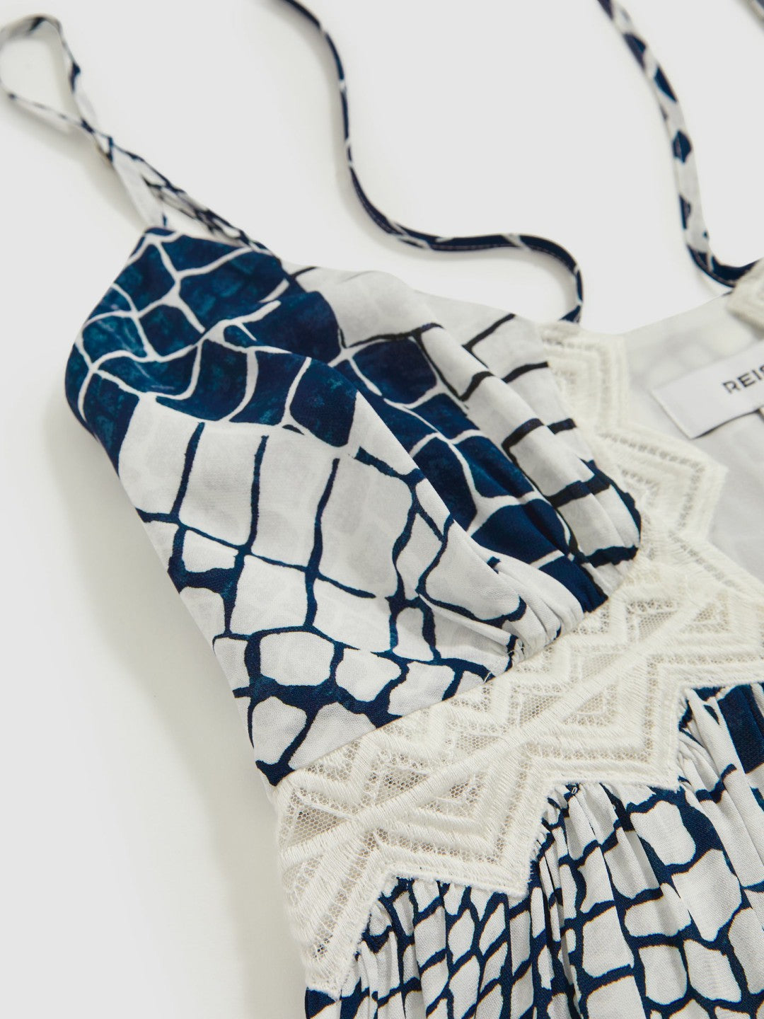 Animal Print Lace Trim Cami Top in Blue | Reiss Women Signature