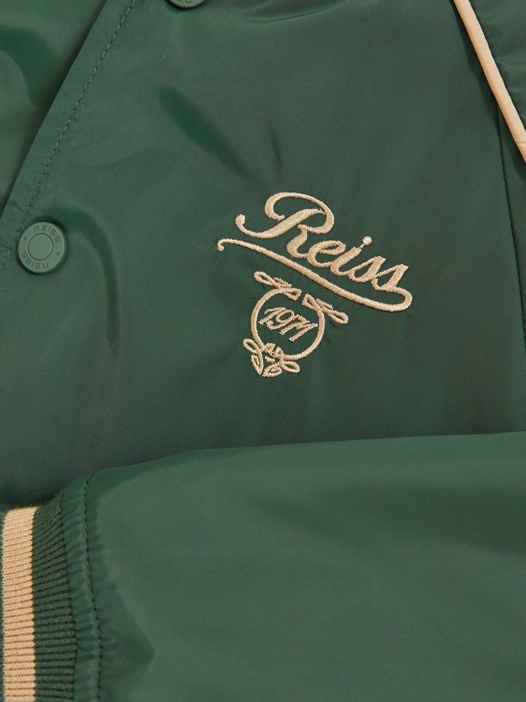 9-13 yrs Motor Cars Embroidered Bomber Jacket in Forest Green/Off White | Reiss Children & Baby Signature