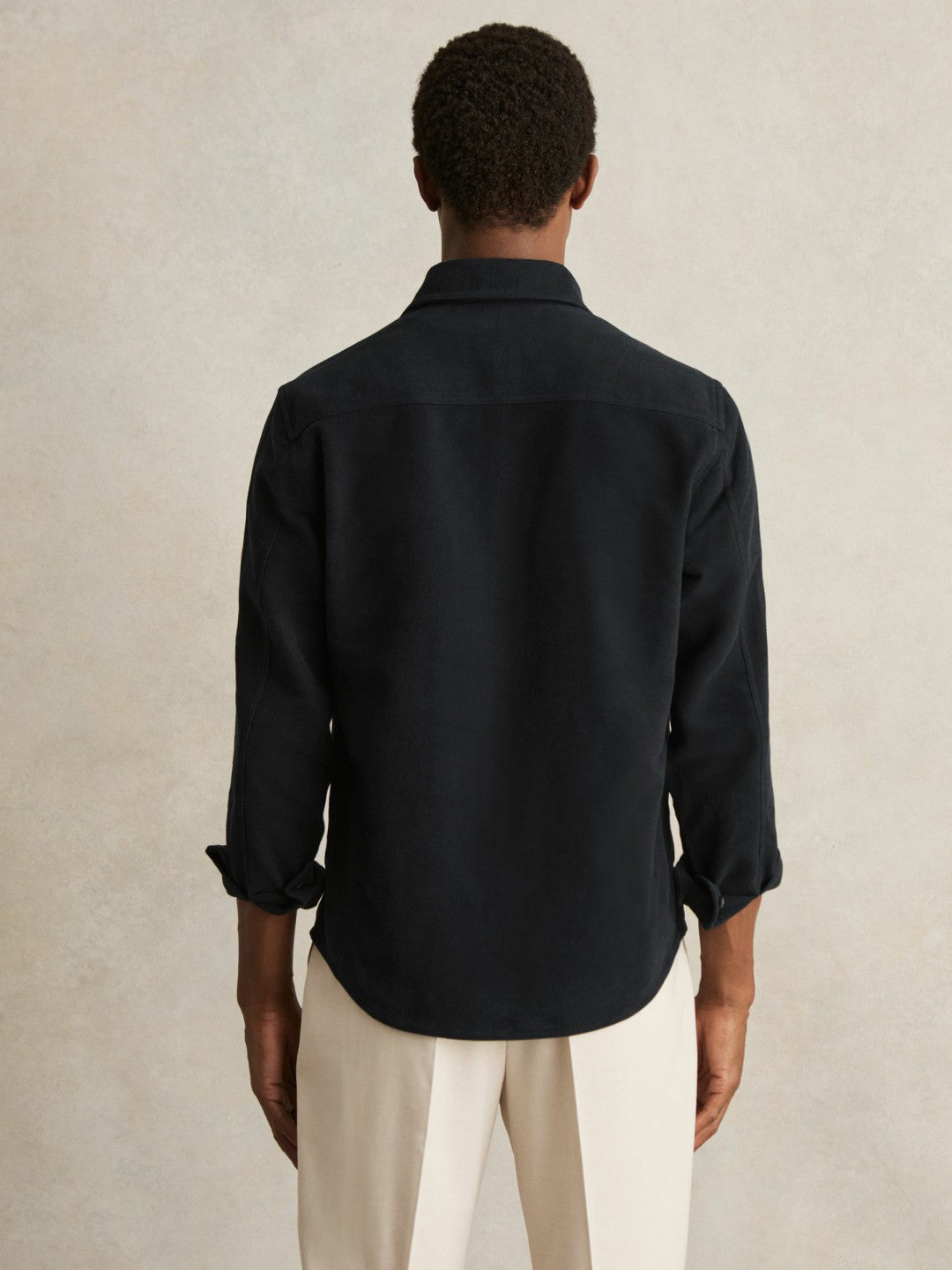 Moleskin-Cotton Twin-Pocket Overshirt in Navy | Reiss Men Exclusive
