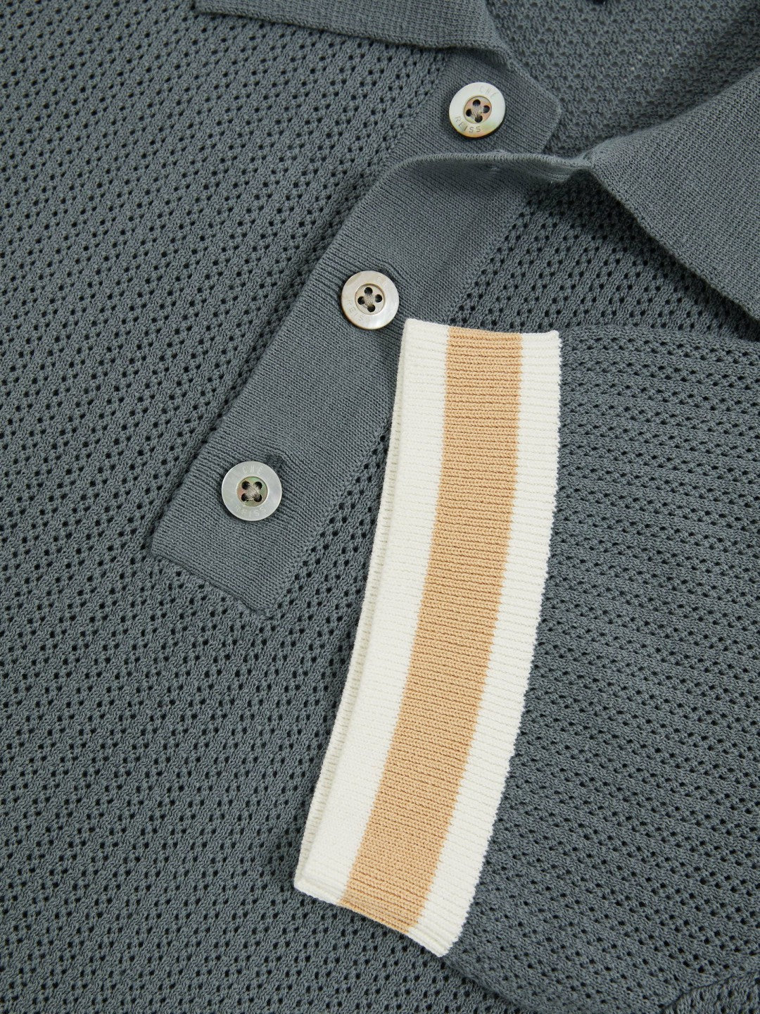 | Ché Cotton Knit Polo Shirt in Airforce Blue | Reiss Men Featured