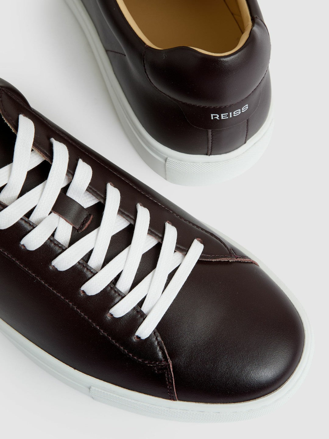 Leather Low-Top Trainers in Plum Purple | Reiss Men Premium