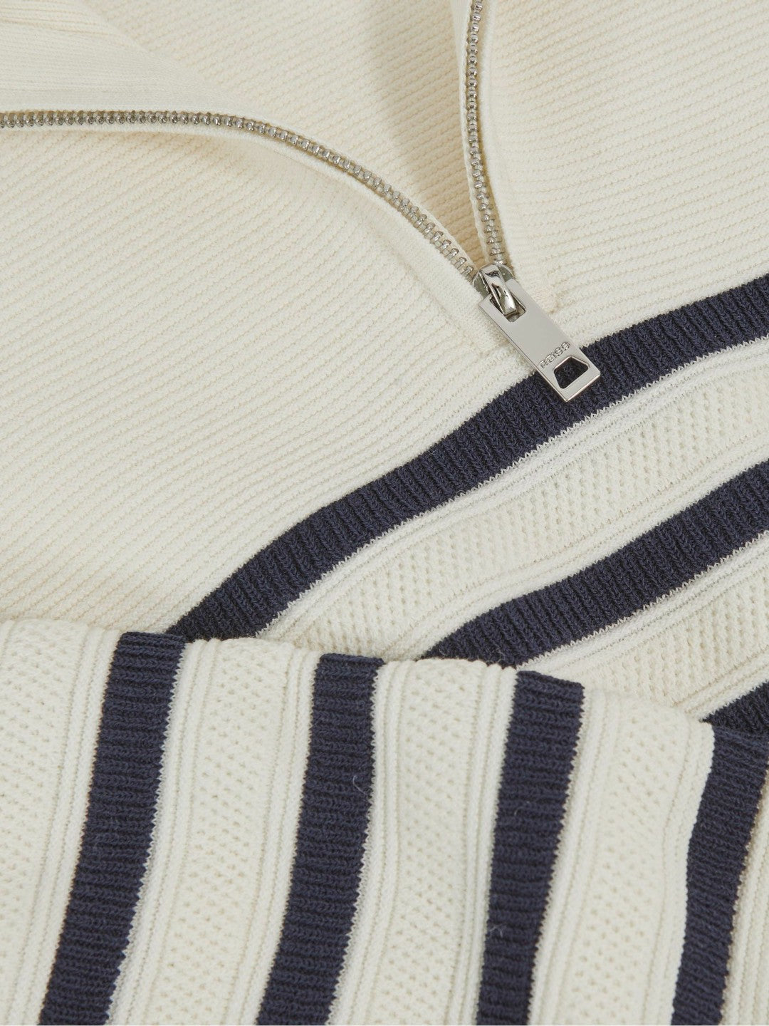 3-9 yrs Cotton-Blend Stripe Half-Zip Jumper in White | Reiss Children & Baby Best Seller
