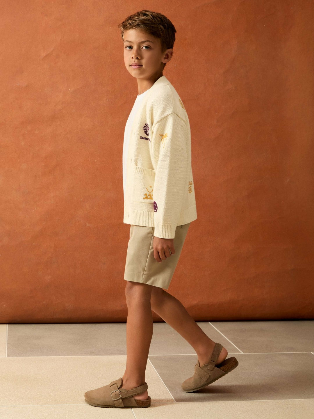 13-14 yrs SmileyWorld Embroidery Cardigan Unisex Fit in Off White | Reiss Children & Baby Premium