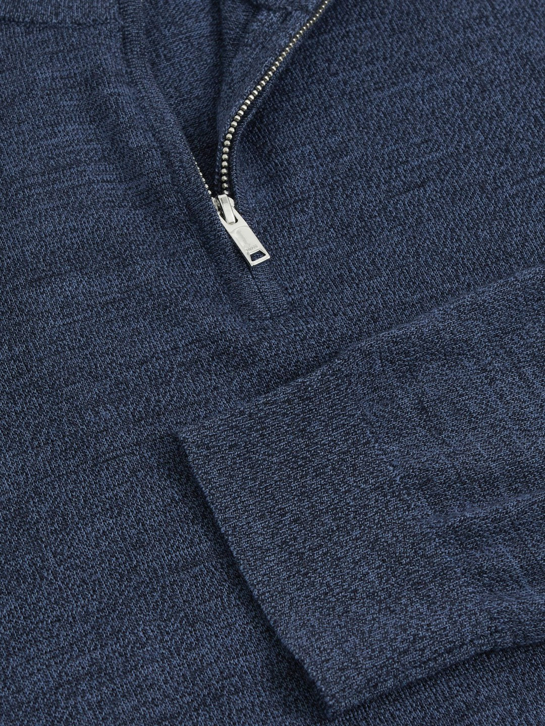 Merino Wool Half-Zip Jumper in Denim Jaspe | Reiss Men Signature