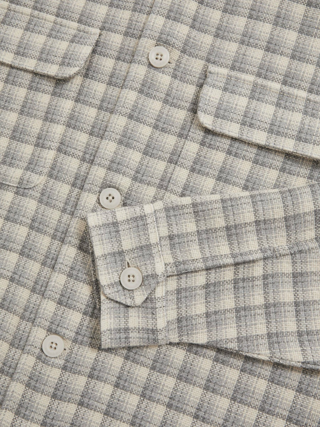 Woven Check Twin Pocket Overshirt in Light Grey | Reiss Men Exclusive
