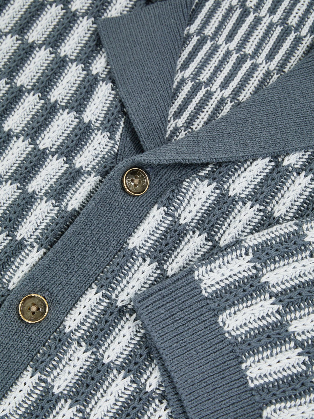 Cotton Checkerboard-Knit Shirt in Airforce Blue/Soft Blue | Reiss Men Premium