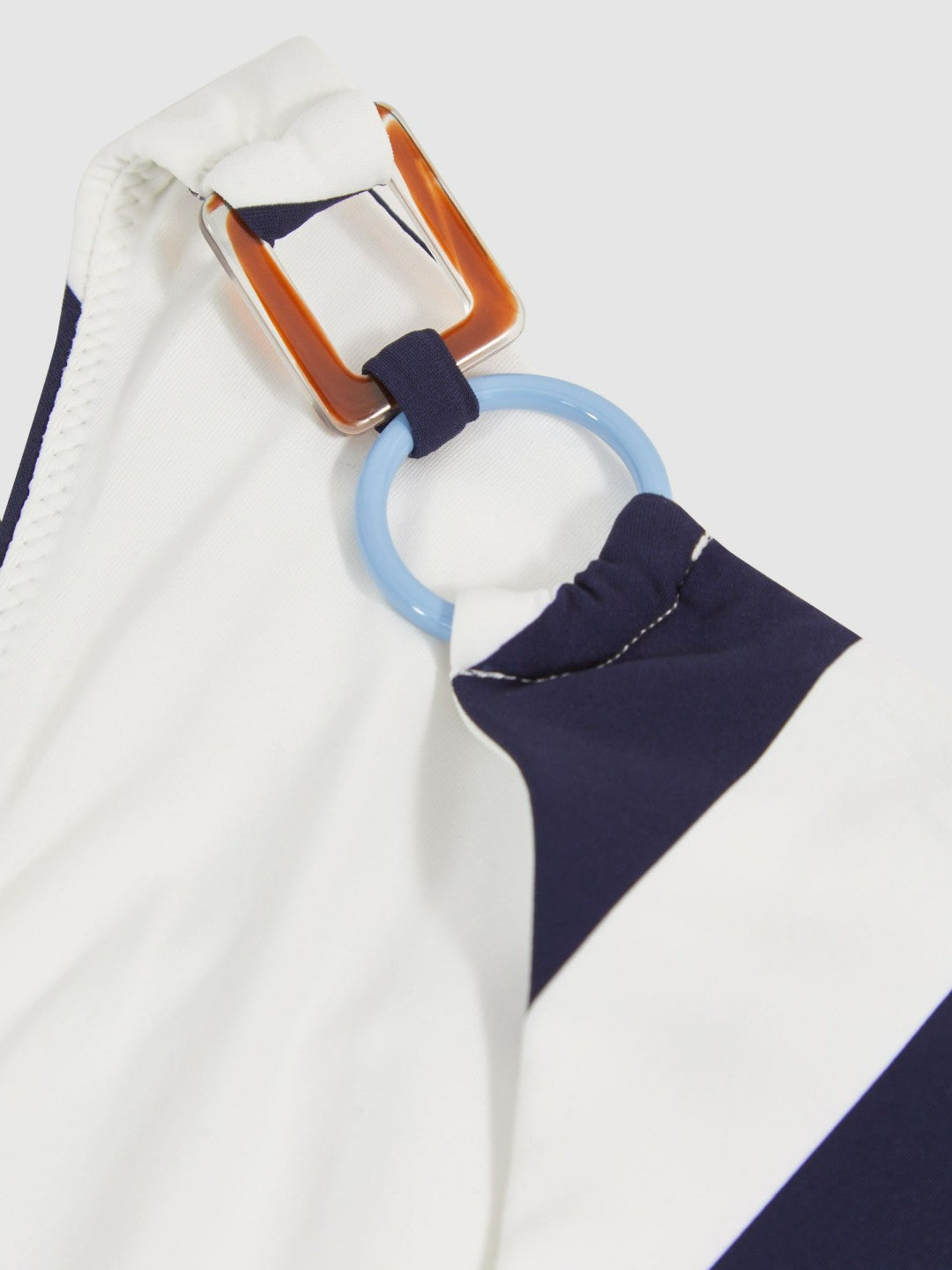 Stripe Ring-Detail Bikini Bottoms in Navy/Brown | Reiss Women Signature