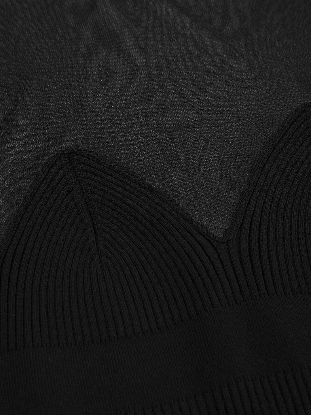 Mesh Knit Sweetheart Long-Sleeve Top in Black | Reiss Women Signature