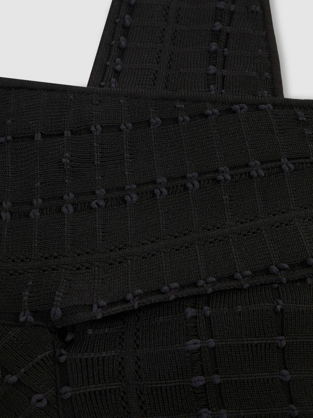 Cross Neck Textured Top in Black | Reiss Women Signature