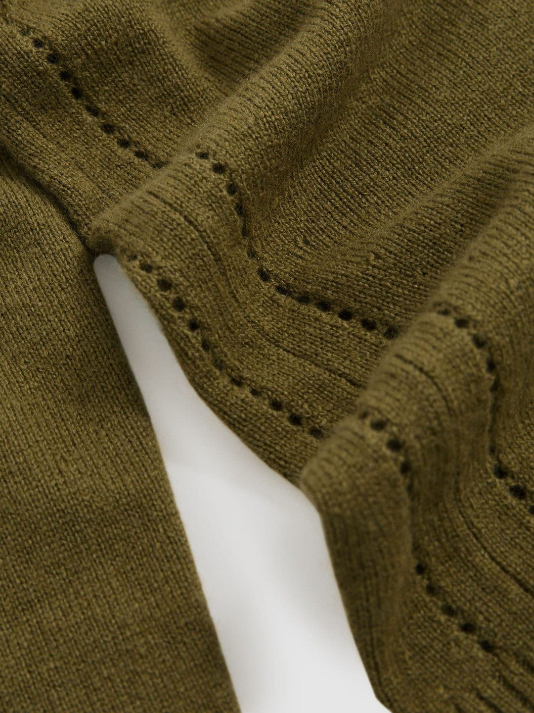 Wool-Blend Open-Stitch Jumper with Cashmere in Khaki Green | Reiss Women Trending