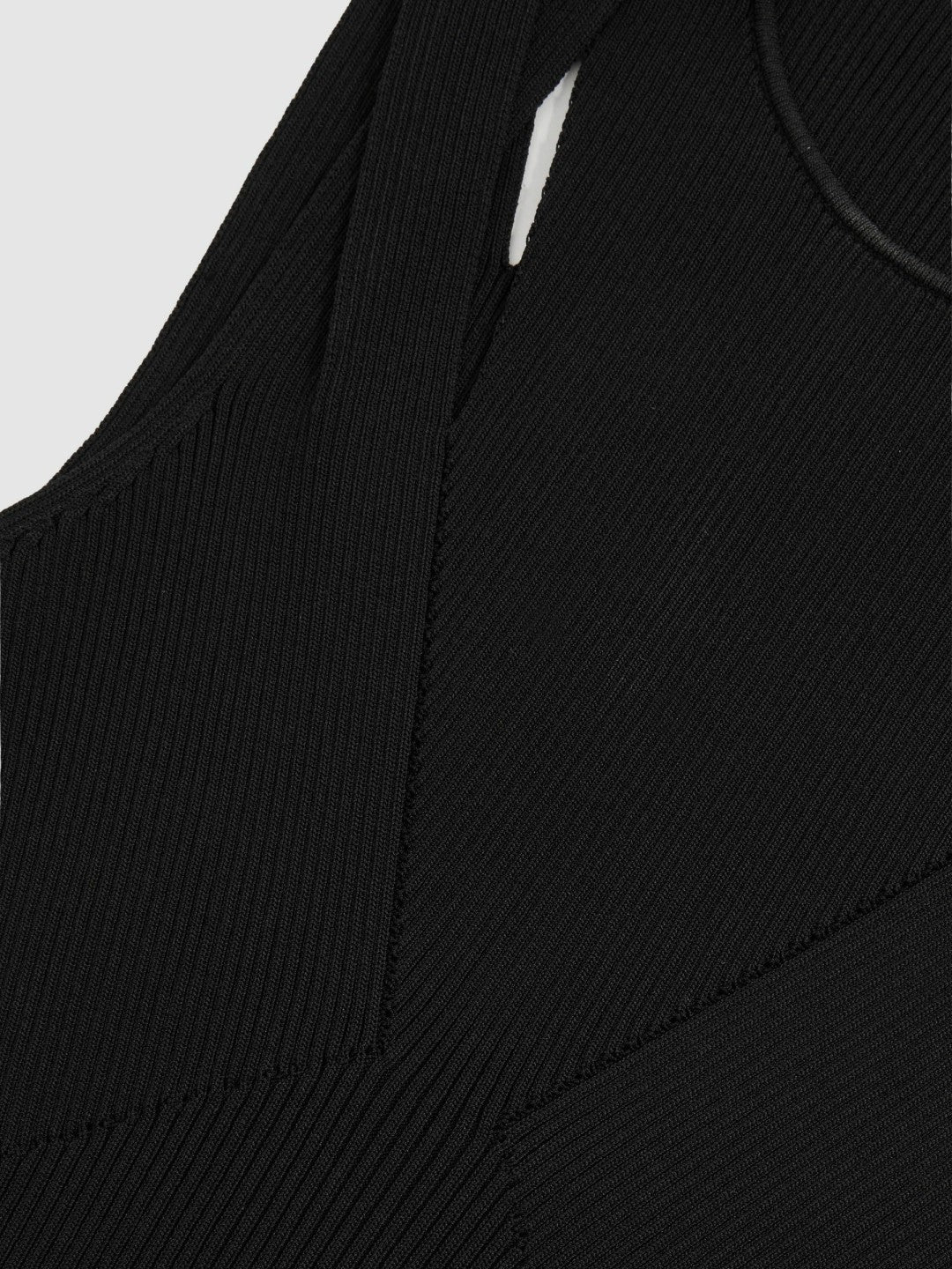 Cut-Out Rib-Knit Vest in Black | Reiss Women Premium
