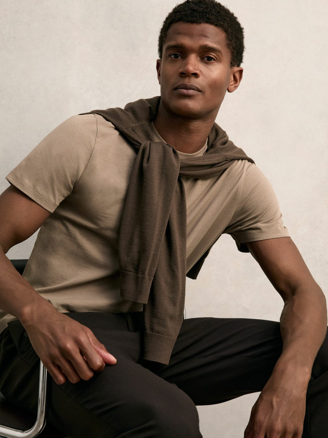 Cotton Crew Neck T-Shirt in Light Taupe Brown | Reiss Men Signature