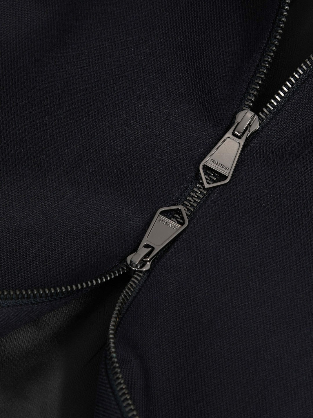 Lyocell-Cotton Zip-Through Twill Jacket in Navy | Reiss Men Best Seller