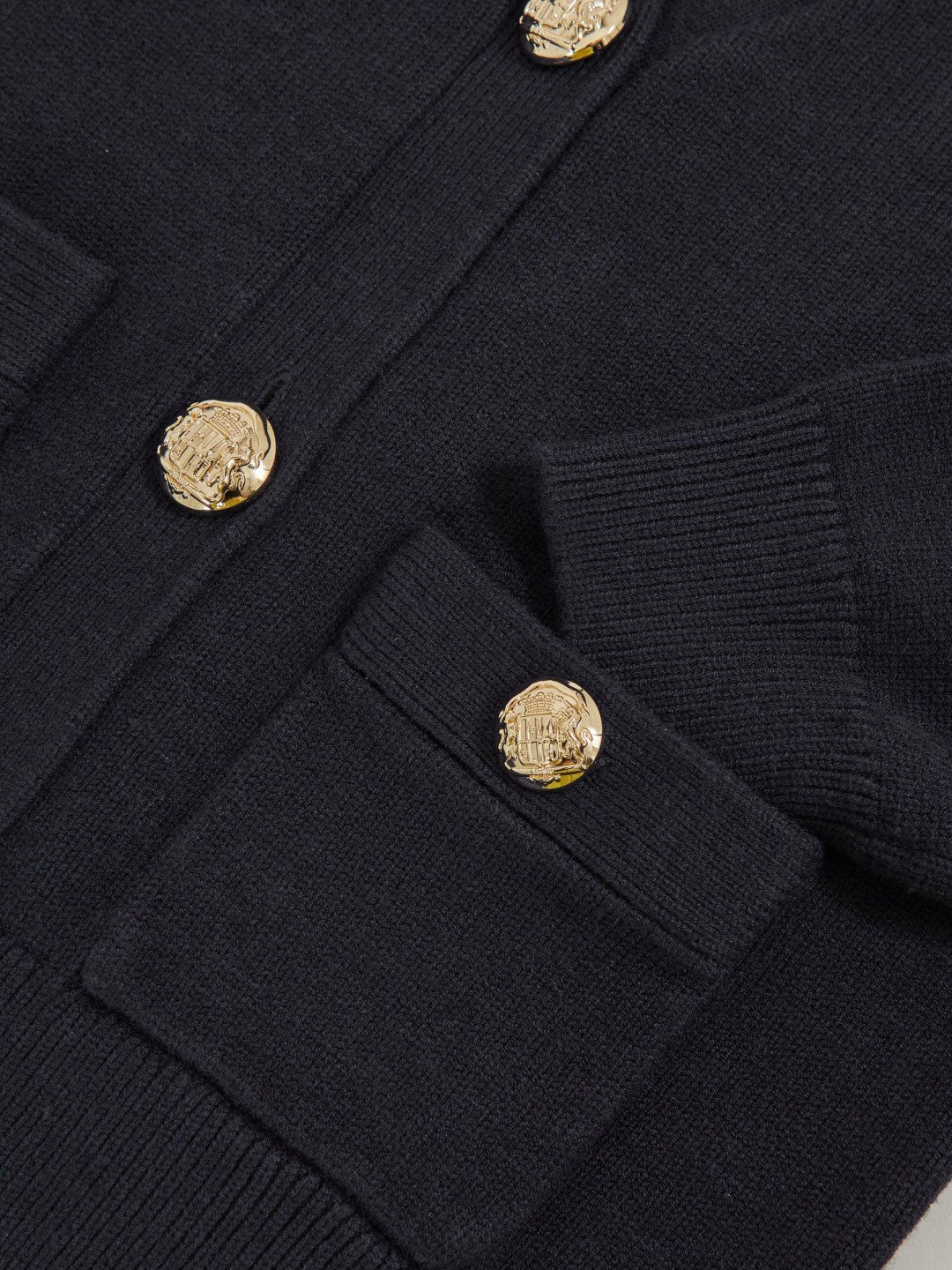 9-13 yrs Knitted Embossed-Button Cardigan in Navy | Reiss Children & Baby Exclusive