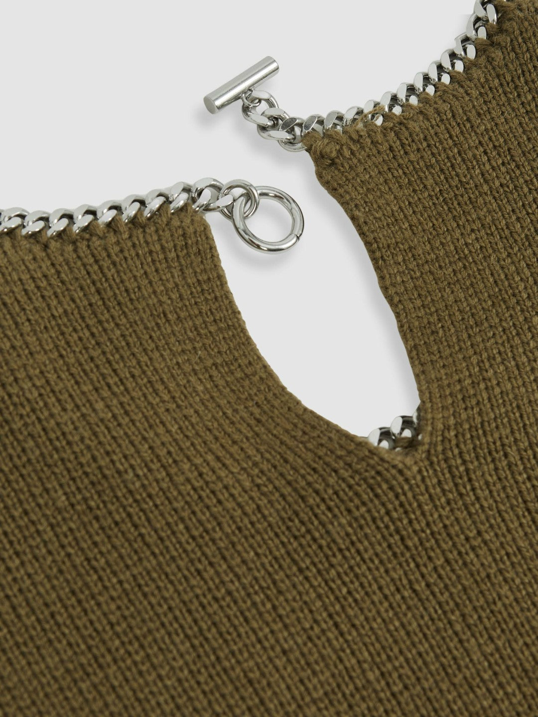 Wool-Blend Necklace-Trim Jumper with Cashmere in Sage Green | Reiss Women New