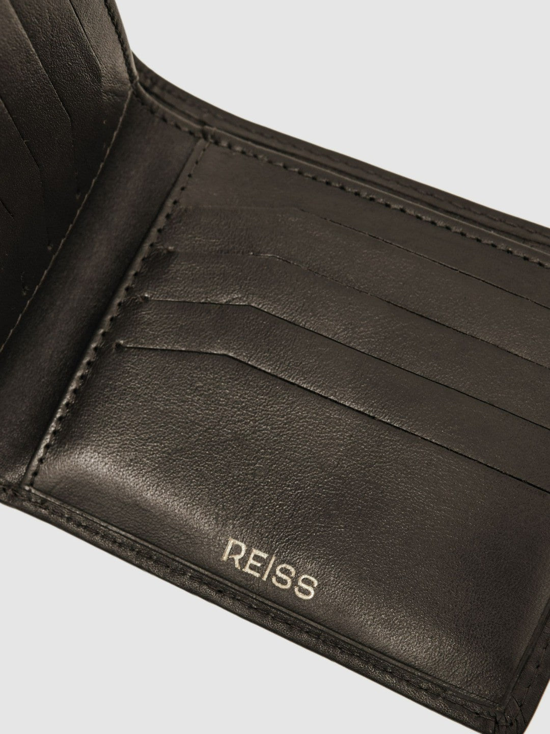 Leather Large Lattice-Effect Wallet in Dark Brown | Reiss Men New