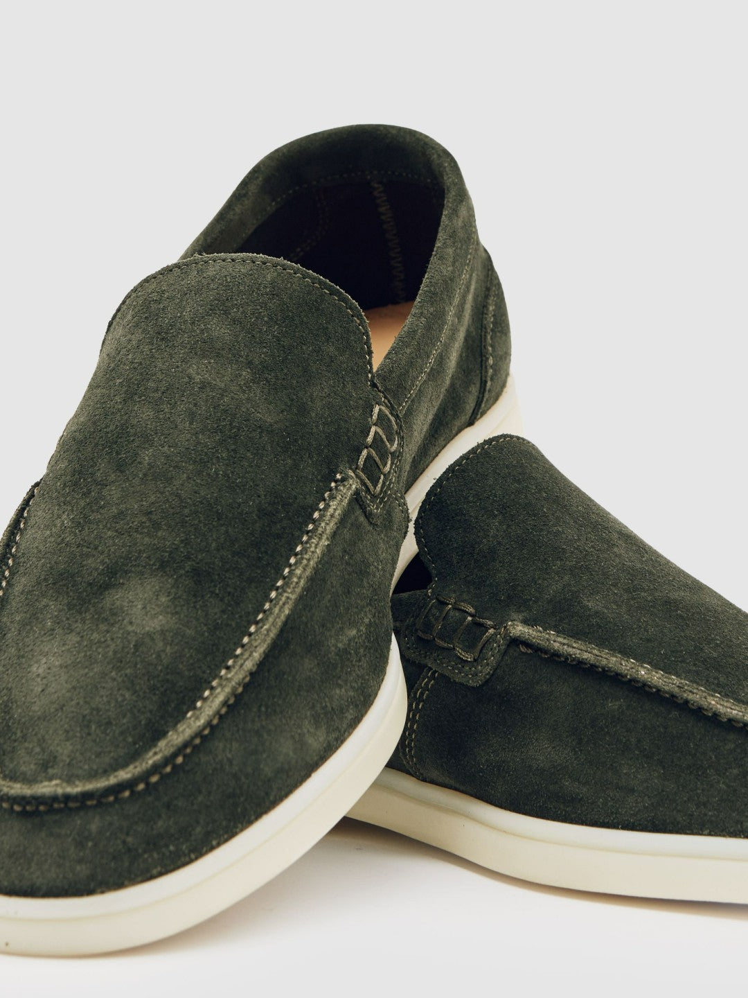 Suede Slip-On Loafers in Forest Green | Reiss Men Best Seller